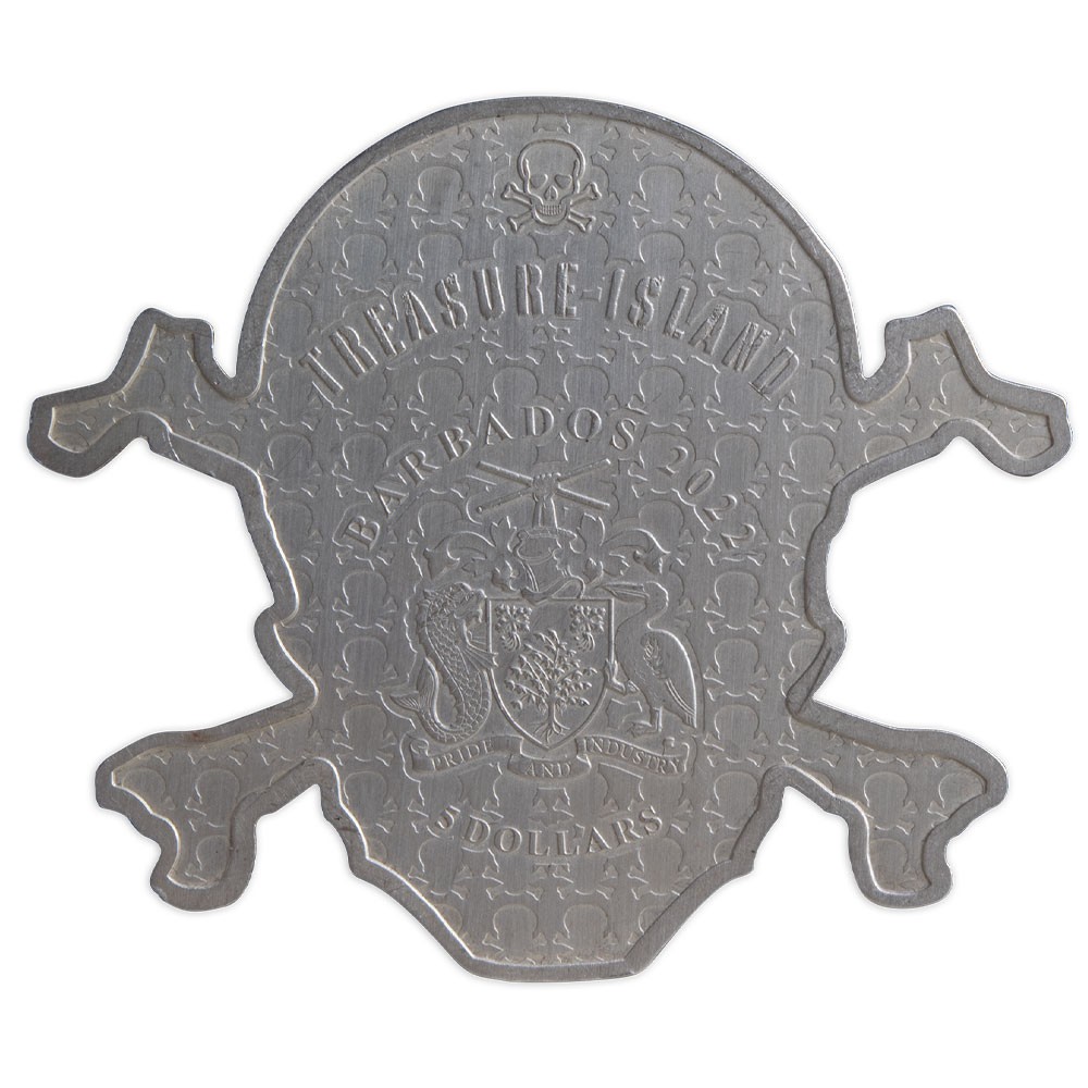 2022 5oz Treasure Island Skull Silver Coin