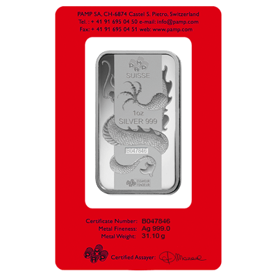 PAMP Lunar Dragon 1oz Silver Bar