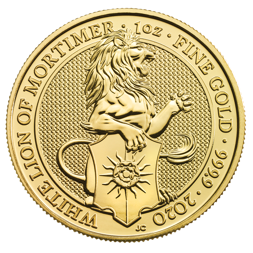 2020 1oz White Lion of Mortimer Gold Coin - Queen's Beast Collection