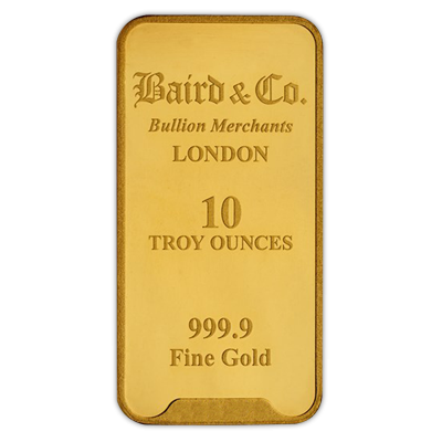 10oz Gold Bar - Baird & Co Minted Certified