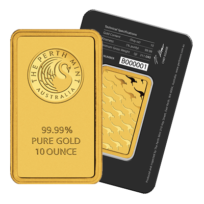 10oz Gold Bar | Black Certicard | Perth Mint