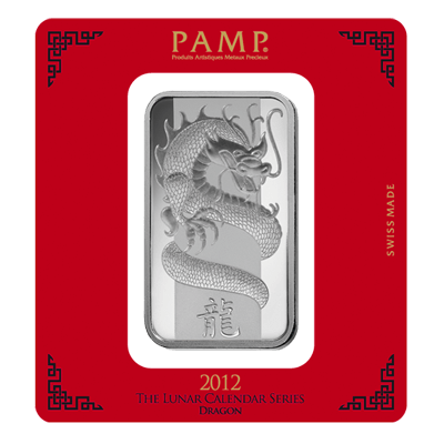 PAMP 100 Gram Lunar Dragon Silver Bar