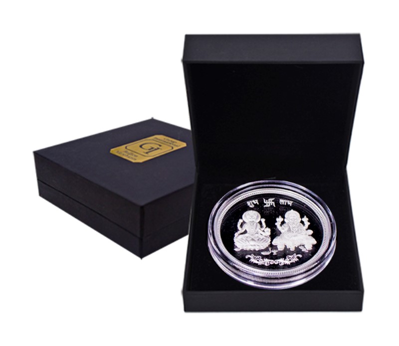 100 Gram Silver Round Goddess Lakshmi & Lord Ganesh  MMTC-PAMP