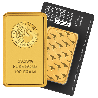 100g Gold Bar Black Certicard | Perth Mint