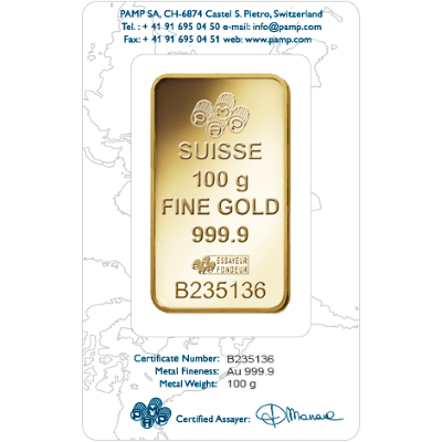 100g Gold Bar | PAMP Rosa