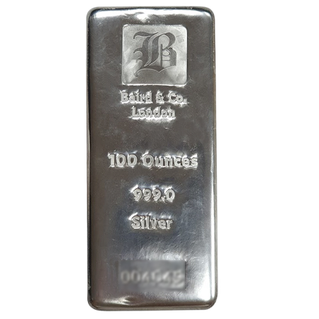 100oz Silver Cast Bar - Baird & Co