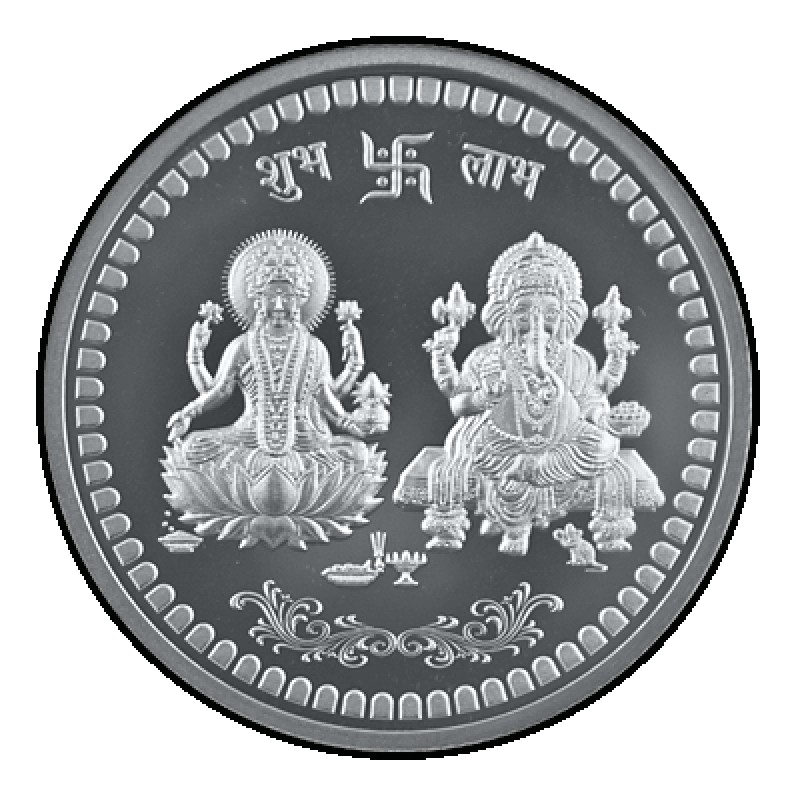 10 Gram Silver Round Goddess Lakshmi & Lord Ganesh  MMTC-PAMP