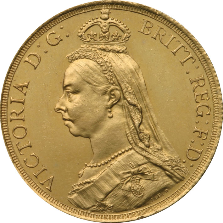 1887 Victoria Jubilee Head Two Pound Gold Coin