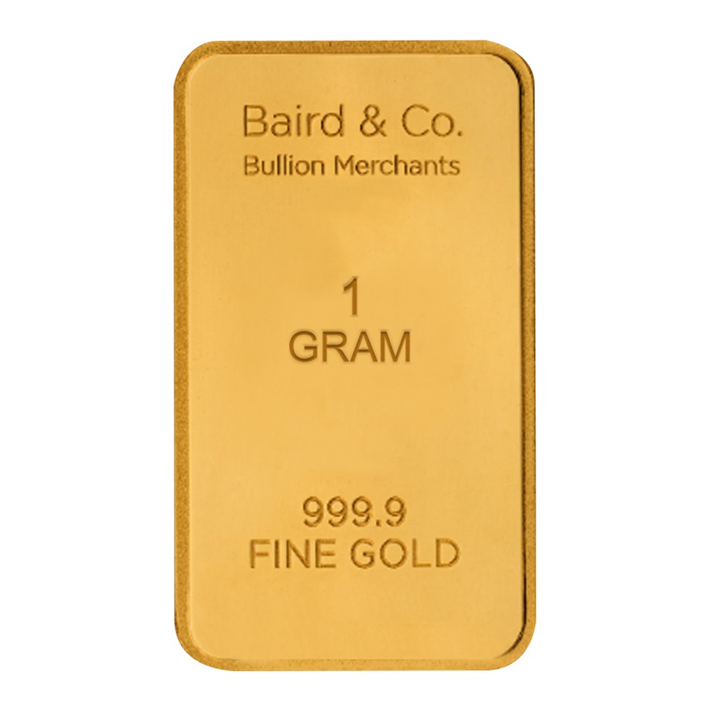 1g Gold Bar - Baird & Co Minted Certicard