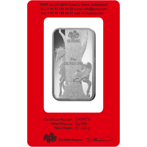 PAMP 1 Ounce Lunar Horse Silver Bar