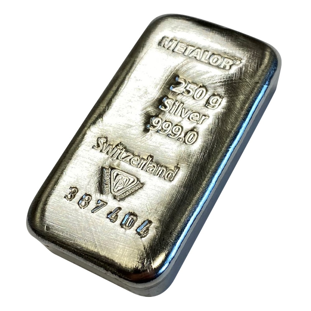Metalor 250 Gram Cast Silver Bar