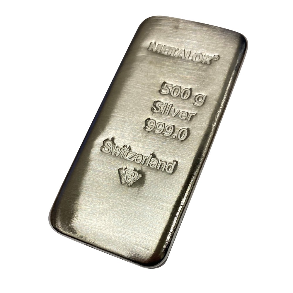Metalor 500 Gram Cast Silver Bar