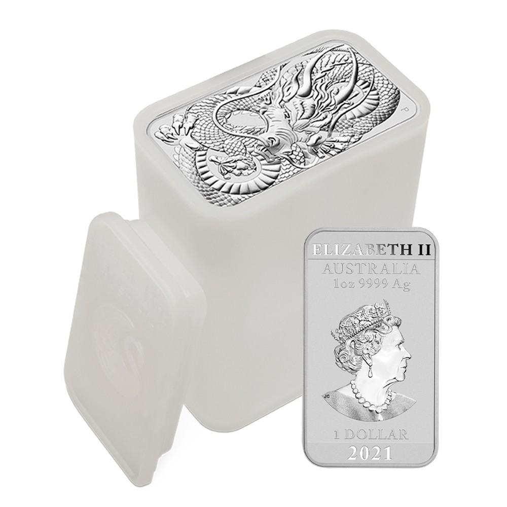 Tube of 20x 2021 1oz Dragon Rectangular Silver Coins