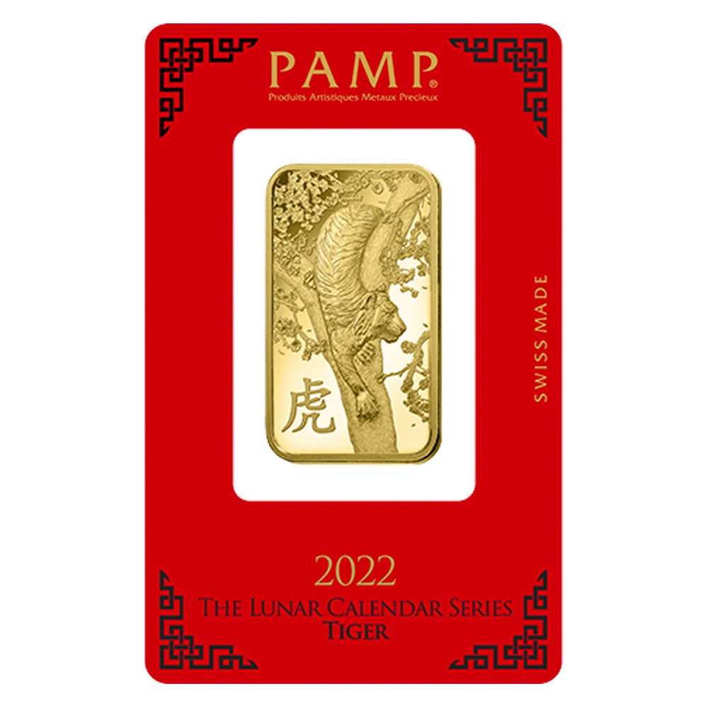 2022 1oz Lunar Tiger Gold Bar | Certicard | PAMP Suisse