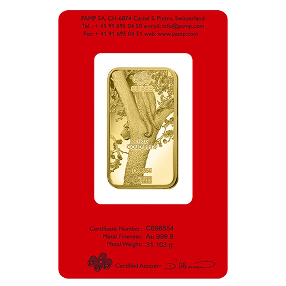 2022 1oz Lunar Tiger Gold Bar | Certicard | PAMP Suisse