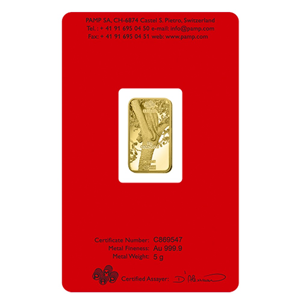 2022 5g Lunar Tiger Gold Bar | Certicard | PAMP Suisse