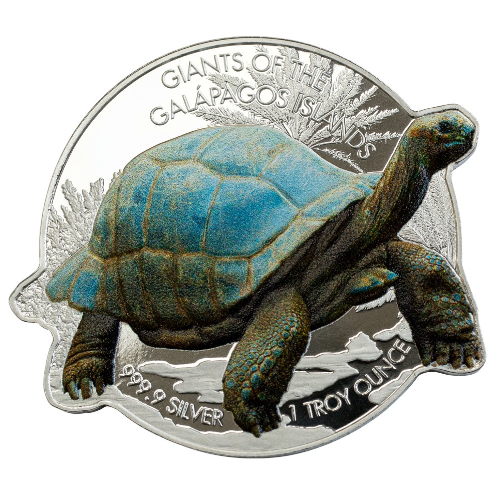 2021 1oz Tortoise Giants Of The Galapagos Islands Silver Coin