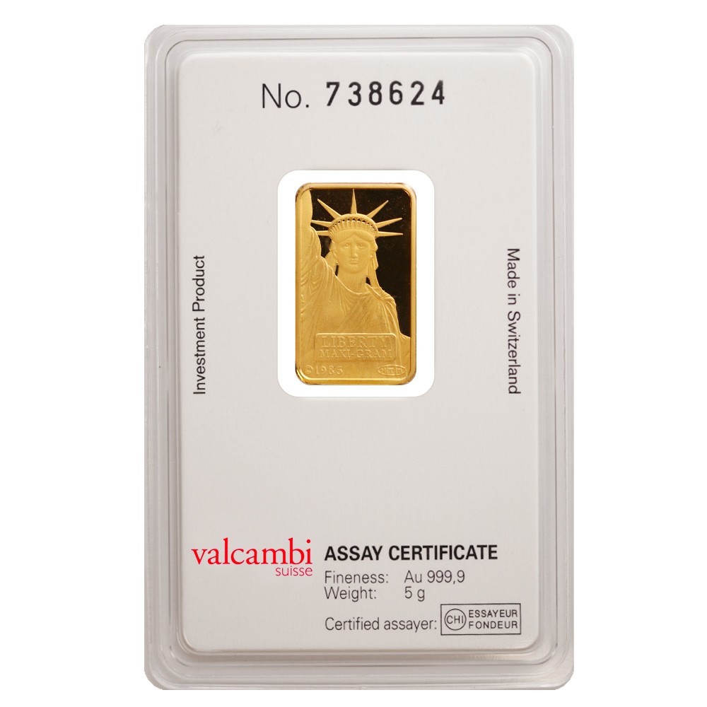 5g Credit Suisse Statue of Liberty Gold Bar