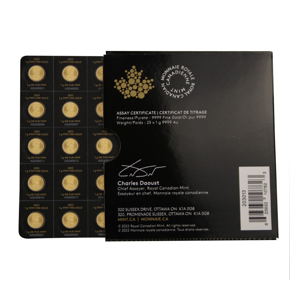 2022 25 x 1g Gold MapleGrams | Royal Canadian Mint 