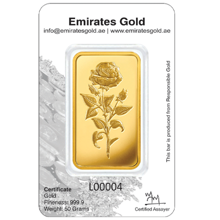 50 Gram Gold Bar In Certified Blister | Emirates Gold