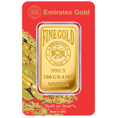 100 Gram Gold Bar In Certified Blister | Emirates Gold