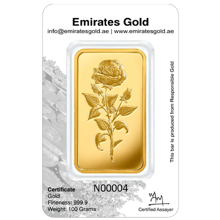 100 Gram Gold Bar In Certified Blister | Emirates Gold
