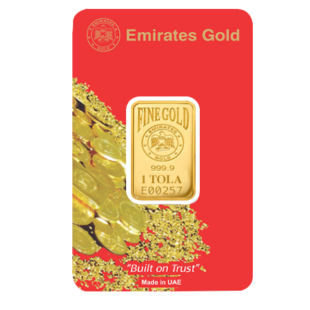 1 Tola Gold Bar In Certified Blister | Emirates Gold