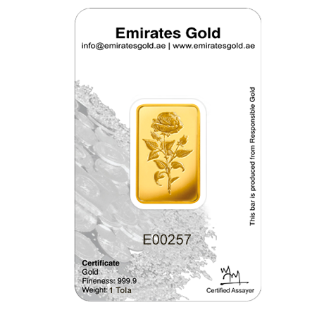 1 Tola Gold Bar In Certified Blister | Emirates Gold