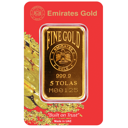 5 Tola Gold Bar In Certified Blister | Emirates Gold