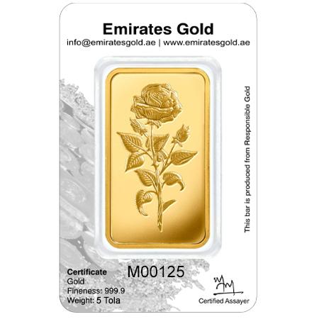 5 Tola Gold Bar In Certified Blister | Emirates Gold