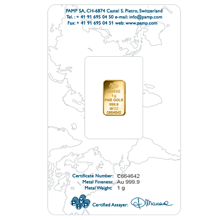 1g Gold Bar 'Statue of Liberty' | PAMP Suisse