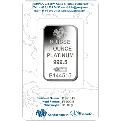 1oz Fortuna Platinum Bar | PAMP Suisse 