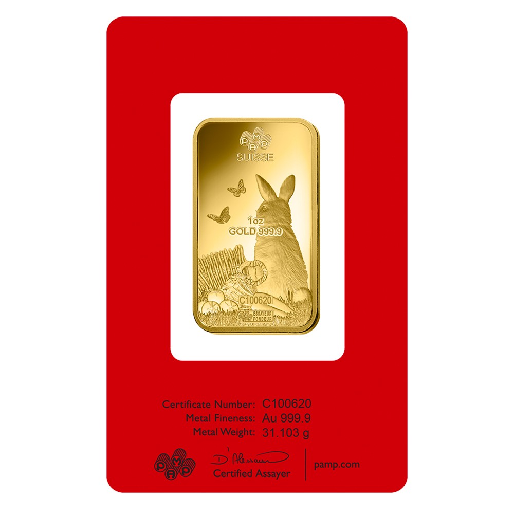 2023 1oz Lunar Rabbit Gold Bar I PAMP Suisse