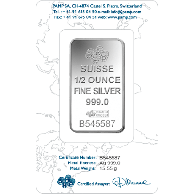 1/2oz Silver Bar | PAMP Fortuna