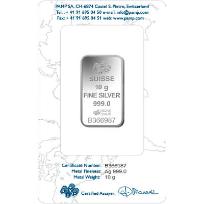 10g Silver Bar | PAMP Fortuna