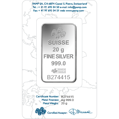 20g Silver Bar | PAMP Fortuna