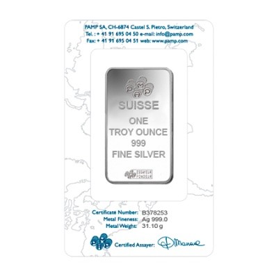 25 x 1oz Silver Bars | PAMP Fortuna Certicard in Box