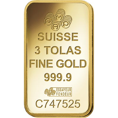 3 Tola Gold Bar - PAMP Fortuna Veriscan