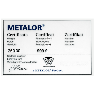 250g Gold Cast Bar | Metalor