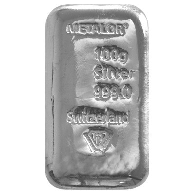 Metalor 100 Gram Cast Silver Bar