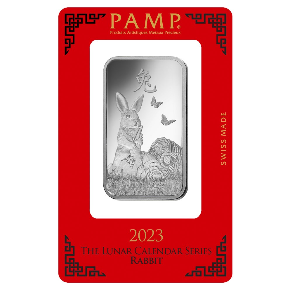 2023 1oz Lunar Rabbit Silver Bar | Certicard | PAMP Suisse 