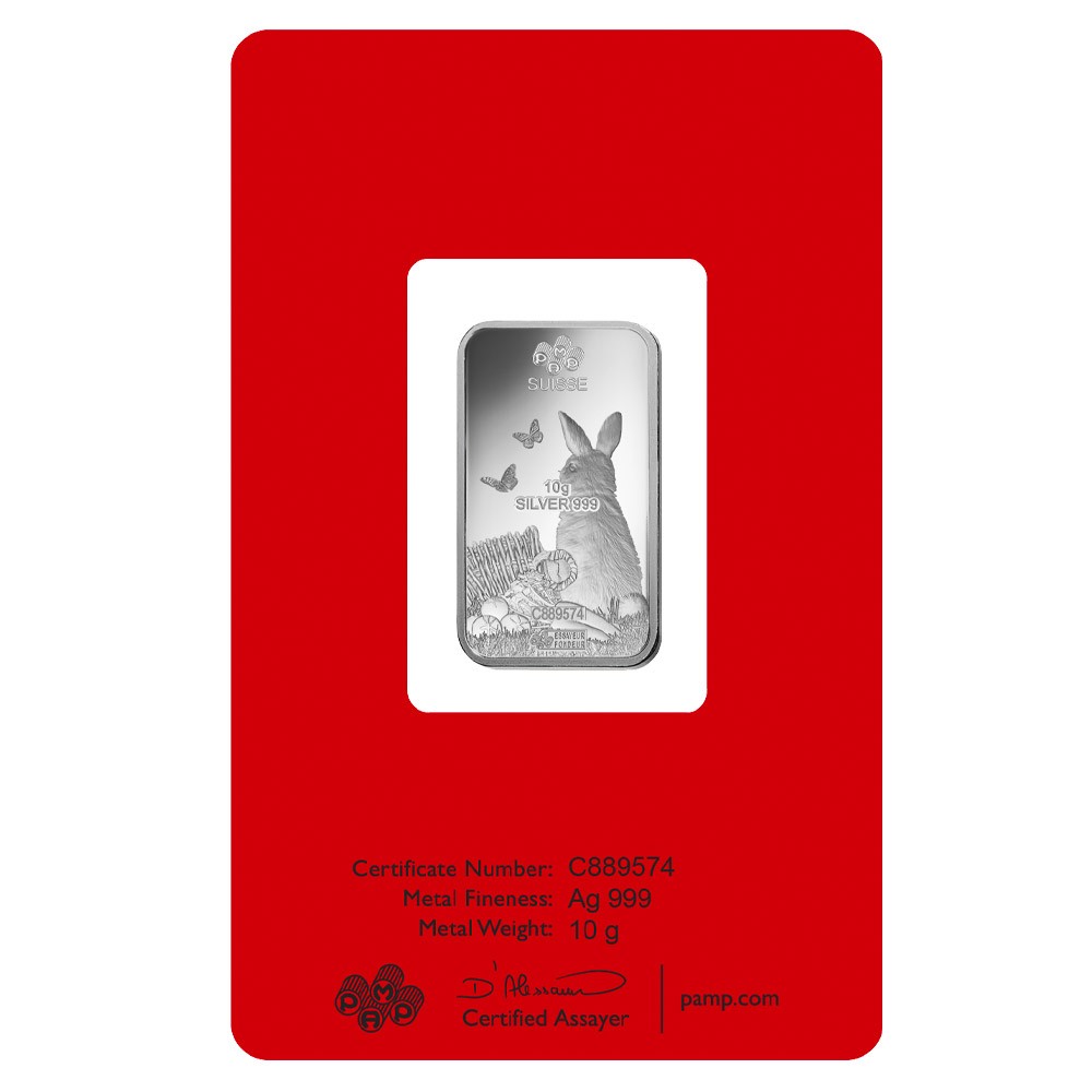 2023 10g Lunar Rabbit Silver Bar | Certicard | PAMP Suisse 