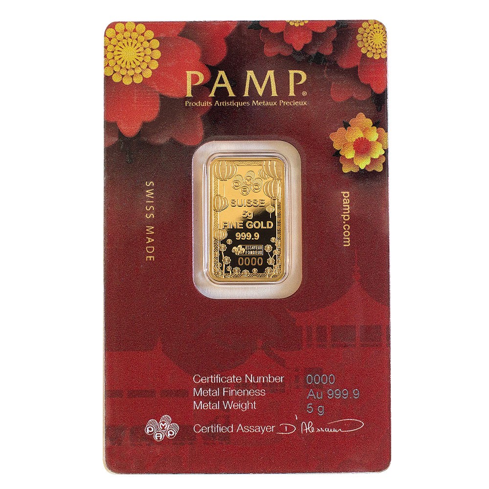 2023 5g Good Luck in the New Year Gold Bar in Blister | PAMP Suisse