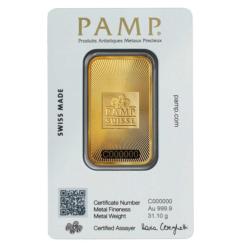 1oz Gold Minted Bar In Packaging | PAMP Suisse 