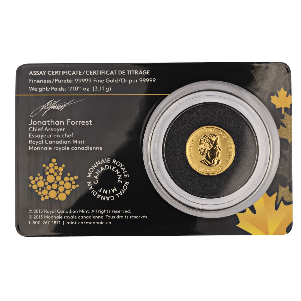 2016 1/10oz Growling Cougar Gold Coin In Assay Card I Royal Canadian Mint