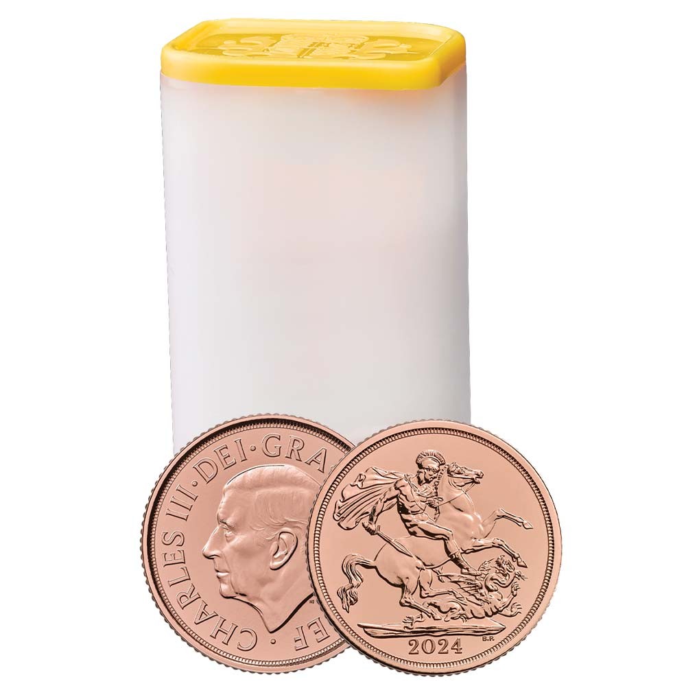 25 x 2024 Gold Full Sovereigns in Tube | The Royal Mint 