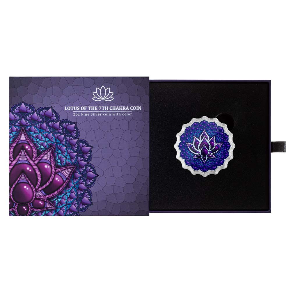 2oz Lotus Of The 7th Chakra Silver Coin with Color I PAMP Suisse