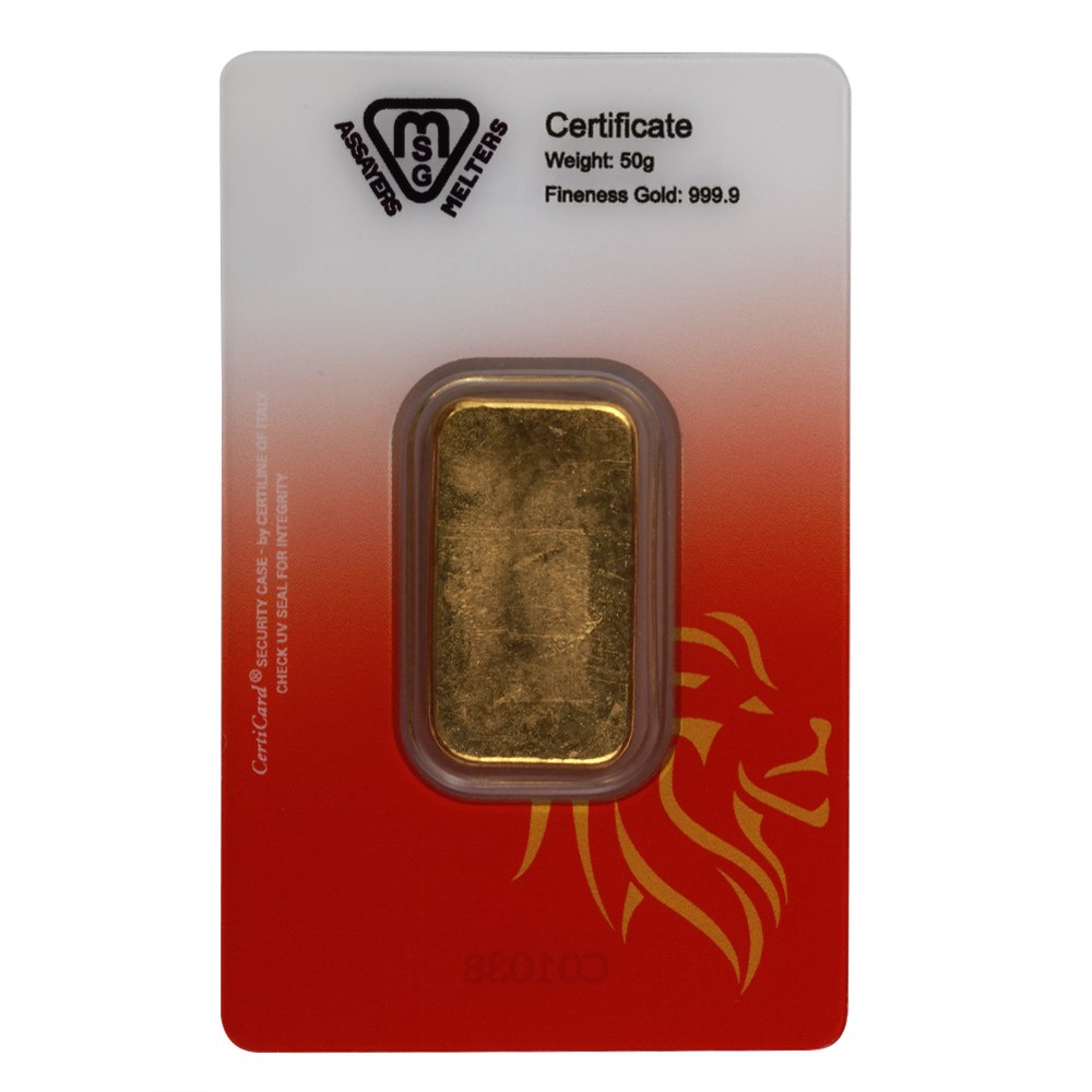 50g Gold Cast Bar In Certicard | Metalor Singapore