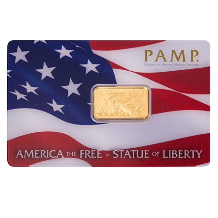 5g Statue of Liberty Gold Bar I PAMP Suisse