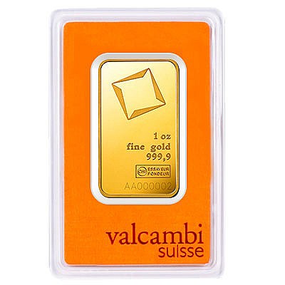 1oz Gold Bar - Valcambi Certified